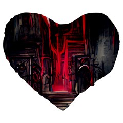 Stranger Things Fantasy Dark  Red Large 19  Premium Flano Heart Shape Cushions by Amaryn4rt