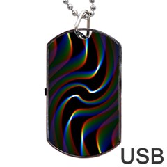 Rainbow Waves Art Iridescent Dog Tag Usb Flash (two Sides) by Amaryn4rt