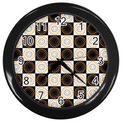 Illustration Checkered Pattern Decoration Wall Clock (black) by Amaryn4rt