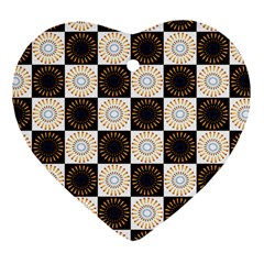 Illustration Checkered Pattern Decoration Heart Ornament (two Sides) by Amaryn4rt