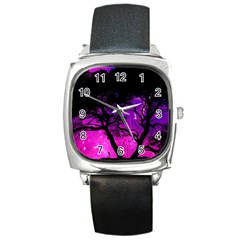 Tree Men Space Universe Surreal Square Metal Watch by Amaryn4rt