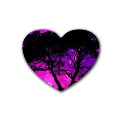 Tree Men Space Universe Surreal Rubber Coaster (heart) by Amaryn4rt