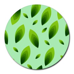 Background Pattern Leaves Nature Round Mousepads by Amaryn4rt