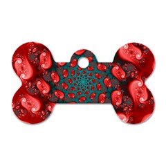 Fractal Red Spiral Abstract Art Dog Tag Bone (one Side) by Amaryn4rt