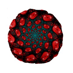 Fractal Red Spiral Abstract Art Standard 15  Premium Flano Round Cushions by Amaryn4rt