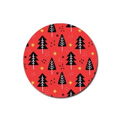 Christmas Christmas Tree Pattern Rubber Round Coaster (4 pack)