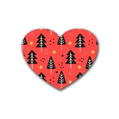 Christmas Christmas Tree Pattern Rubber Heart Coaster (4 Pack)