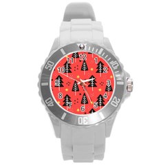 Christmas Christmas Tree Pattern Round Plastic Sport Watch (L)