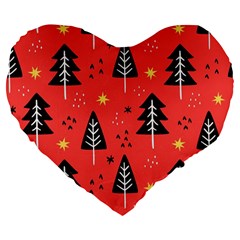 Christmas Christmas Tree Pattern Large 19  Premium Flano Heart Shape Cushions