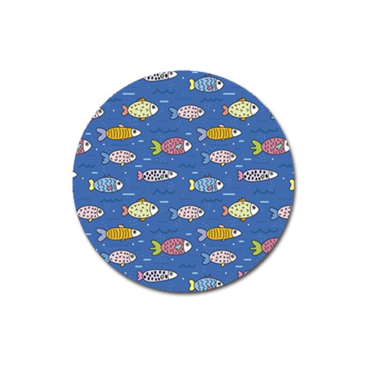 Sea Fish Blue Submarine Animals Magnet 3  (Round)