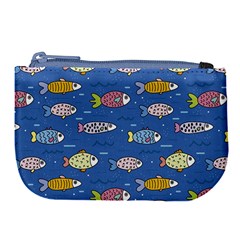 Sea Fish Blue Submarine Animals Large Coin Purse