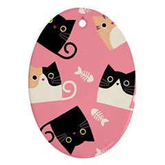 Cat Pattern Backgroundpet Oval Ornament (two Sides) by Amaryn4rt