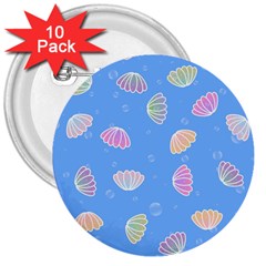 Seashell Clam Pattern Art Design 3  Buttons (10 Pack) 