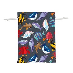 Sea Animals Pattern Wallpaper Fish Lightweight Drawstring Pouch (m) by Amaryn4rt