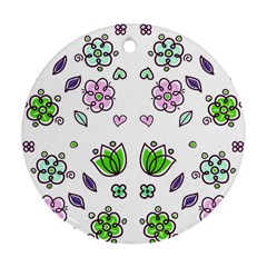 Floral Art Design Pattern Drawing Ornament (round) by Amaryn4rt