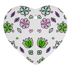 Floral Art Design Pattern Drawing Ornament (heart) by Amaryn4rt