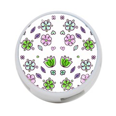 Floral Art Design Pattern Drawing 4-port Usb Hub (two Sides) by Amaryn4rt