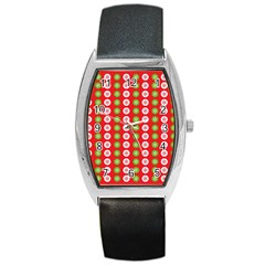 Festive Pattern Christmas Holiday Barrel Style Metal Watch by Amaryn4rt