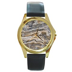 Texture Marble Abstract Pattern Round Gold Metal Watch by Amaryn4rt