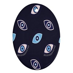 Eyes Evil Eye Blue Pattern Ornament (oval) by artworkshop