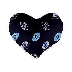 Eyes Evil Eye Blue Pattern Standard 16  Premium Heart Shape Cushions by artworkshop