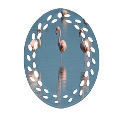 Flamingo Birds Plumage Sea Water Ornament (oval Filigree) by artworkshop