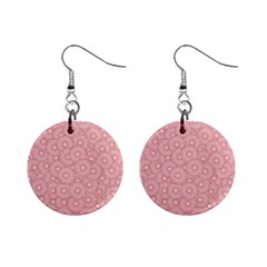Flora Flowers Pattern Design Pink Spring Nature Mini Button Earrings