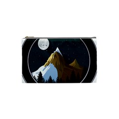 Mountains Forest Moon Stars View Cosmetic Bag (small) by Wegoenart