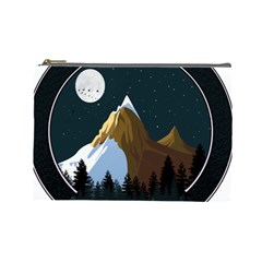 Mountains Forest Moon Stars View Cosmetic Bag (Large)