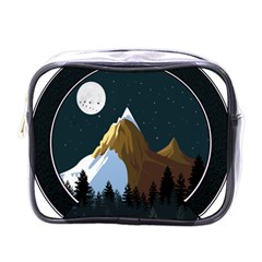 Mountains Forest Moon Stars View Mini Toiletries Bag (one Side) by Wegoenart