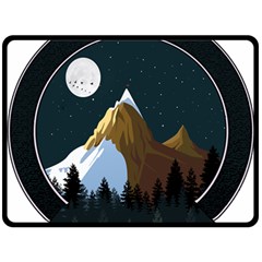 Mountains Forest Moon Stars View Double Sided Fleece Blanket (Large) 