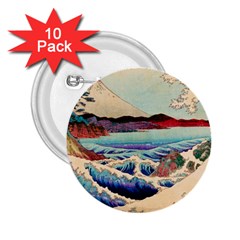 Wave Japanese Mount Fuji 2 25  Buttons (10 Pack) 