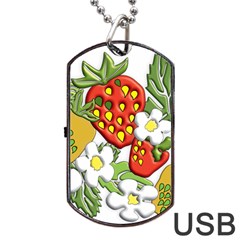 Strawberries Berry Strawberry Leaves Dog Tag Usb Flash (two Sides) by Wegoenart