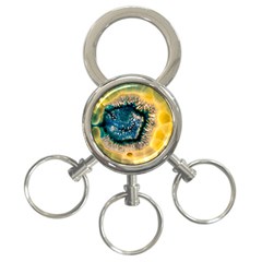 Glowing Yellow And Blue Agate 3-ring Key Chain