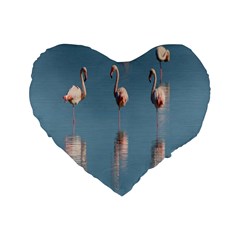 Flamingo Birds Plumage Sea Water Animal Exotic Standard 16  Premium Flano Heart Shape Cushions by artworkshop