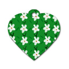 Flowers Art Pattern Floral Dog Tag Heart (two Sides)