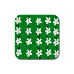 Flowers Art Pattern Floral Rubber Square Coaster (4 Pack) by artworkshop