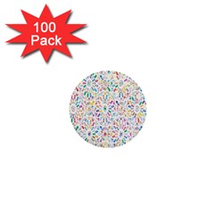 Flowery Floral Abstract Decorative Ornamental 1  Mini Buttons (100 pack) 