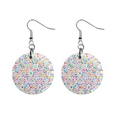 Flowery Floral Abstract Decorative Ornamental Mini Button Earrings