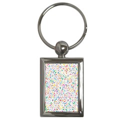 Flowery Floral Abstract Decorative Ornamental Key Chain (Rectangle)