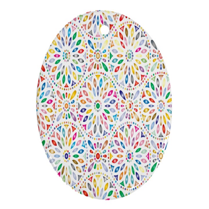 Flowery Floral Abstract Decorative Ornamental Oval Ornament (Two Sides)