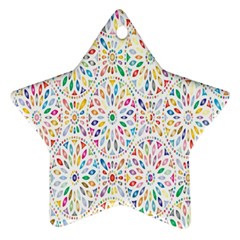 Flowery Floral Abstract Decorative Ornamental Star Ornament (two Sides) by artworkshop