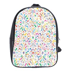 Flowery Floral Abstract Decorative Ornamental School Bag (large) by artworkshop
