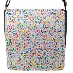 Flowery Floral Abstract Decorative Ornamental Flap Closure Messenger Bag (S)