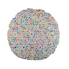 Flowery Floral Abstract Decorative Ornamental Standard 15  Premium Flano Round Cushions