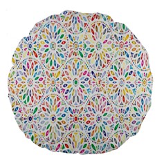 Flowery Floral Abstract Decorative Ornamental Large 18  Premium Flano Round Cushions