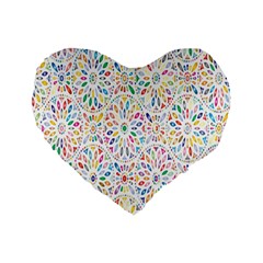 Flowery Floral Abstract Decorative Ornamental Standard 16  Premium Flano Heart Shape Cushions