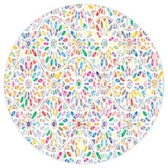 Flowery Floral Abstract Decorative Ornamental Round Trivet