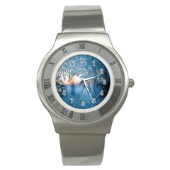 Frost Winter Morning Snow Season White Holiday Stainless Steel Watch