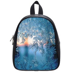 Frost Winter Morning Snow Season White Holiday School Bag (small) by artworkshop